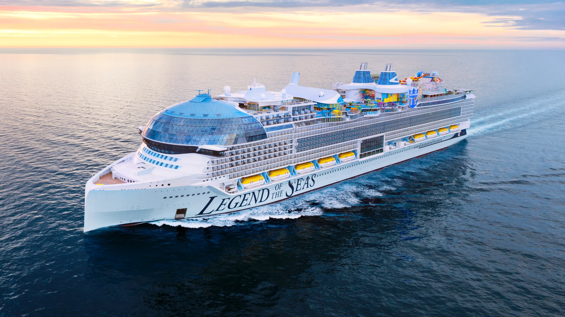 Luxury cruise ship sailing the open ocean