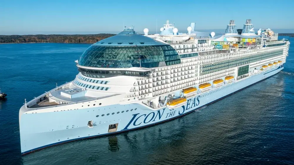 Aerial view of a cruise ship at sea